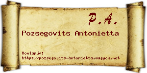 Pozsegovits Antonietta névjegykártya
